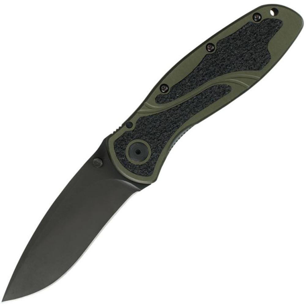 Kershaw Blur Assisted Opening Knife Black Cerakoted Sandvik Blade OD Green Anodized Handle | 10016303