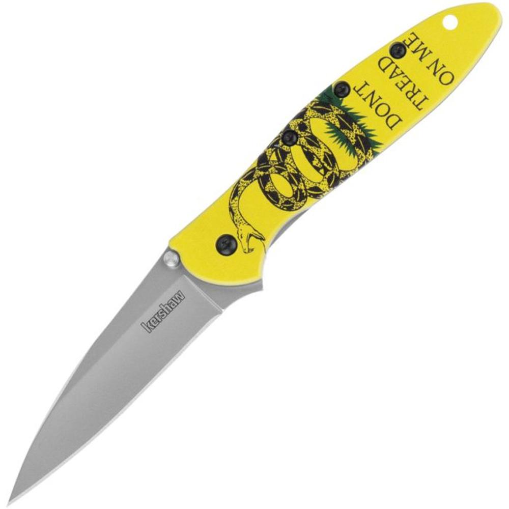 Kershaw Dont Tread on Me Leek Assisted Opening 4 Inch Sandvik Blade Yellow Gadsden Handle | 10047294
