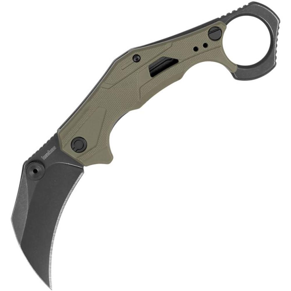 Kershaw Outlier Assisted Opening Karambit Blackwash Blade OD Green Handle | 10002064