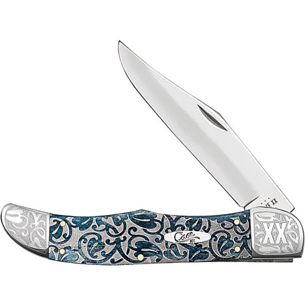Case Folding Hunter Mediterranean Blue Bone Handle Nickle Embelished Bolsters  | NEW | 10047473