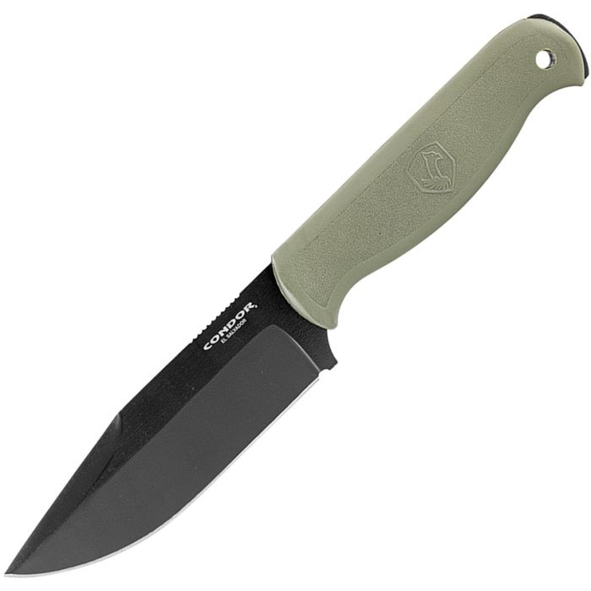Condor Fighter Fixed Blade 4.73 Inch 1075HC Blade, Army Green Polypropylene Handle | 10027561