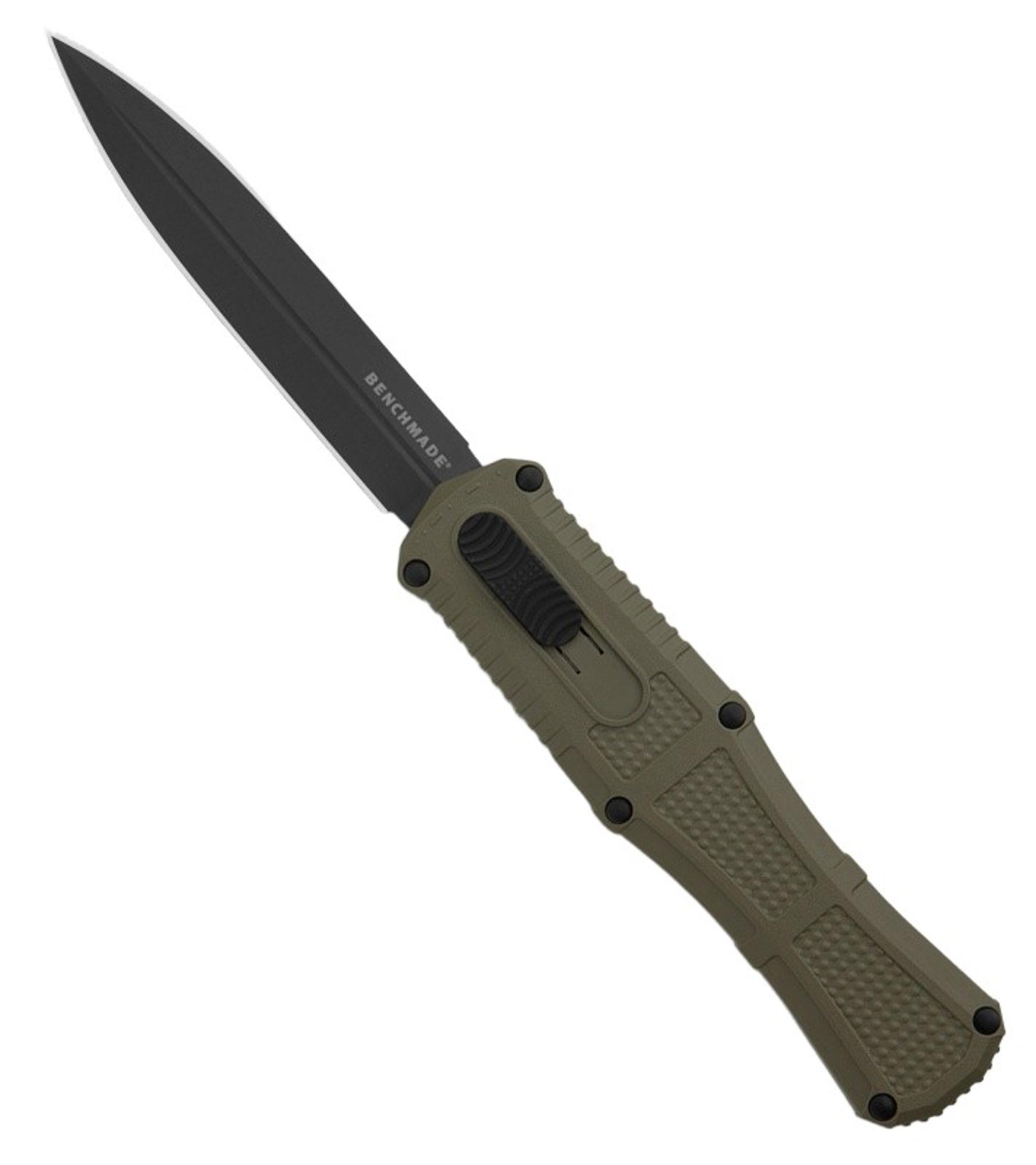 Benchmade 3370GY1 Claymore OTF Knife 3.89 Inch CPMD2 Smoke Gray PVD Double Edge Dagger Blade, Ranger Green Grivory Handle | 10006096