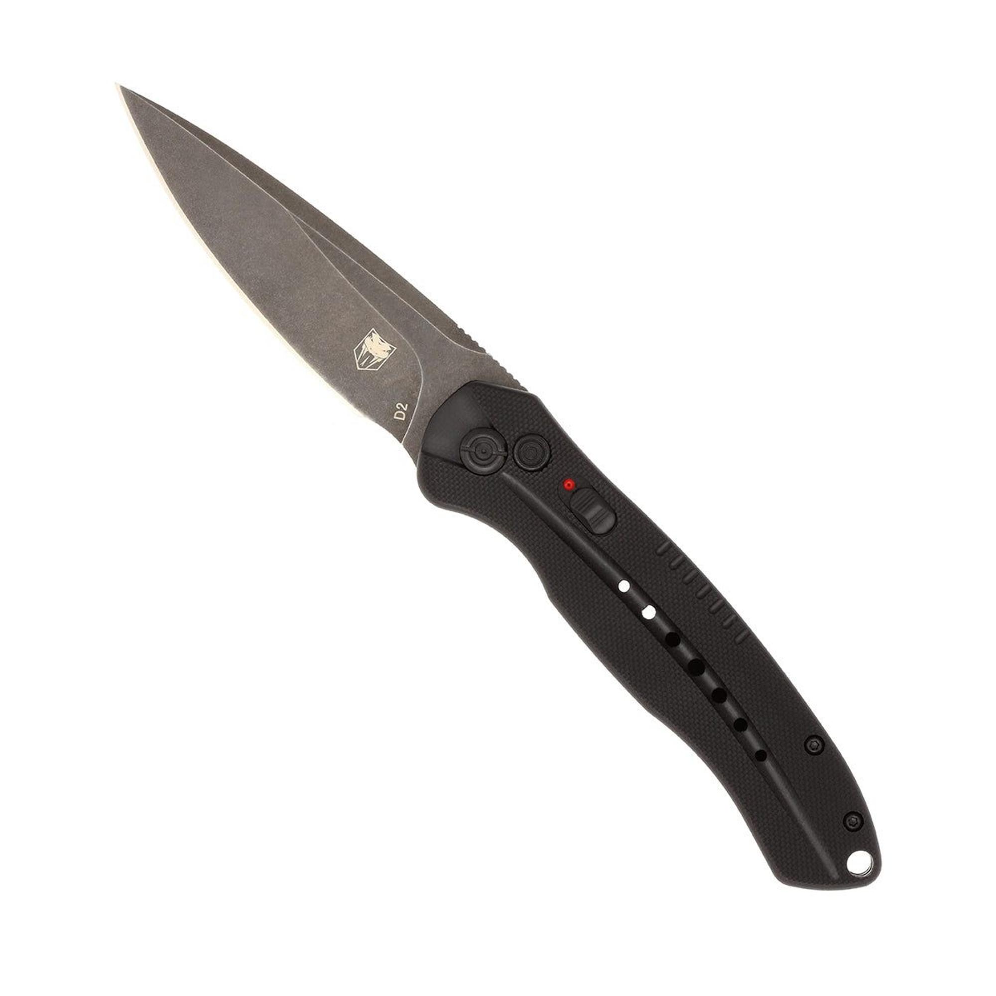 Cobratec Knives Diablo Auto, 3.5 Inch D2 Stonewashed Blade, Black G10 Handle | COBRATEC | 10007692