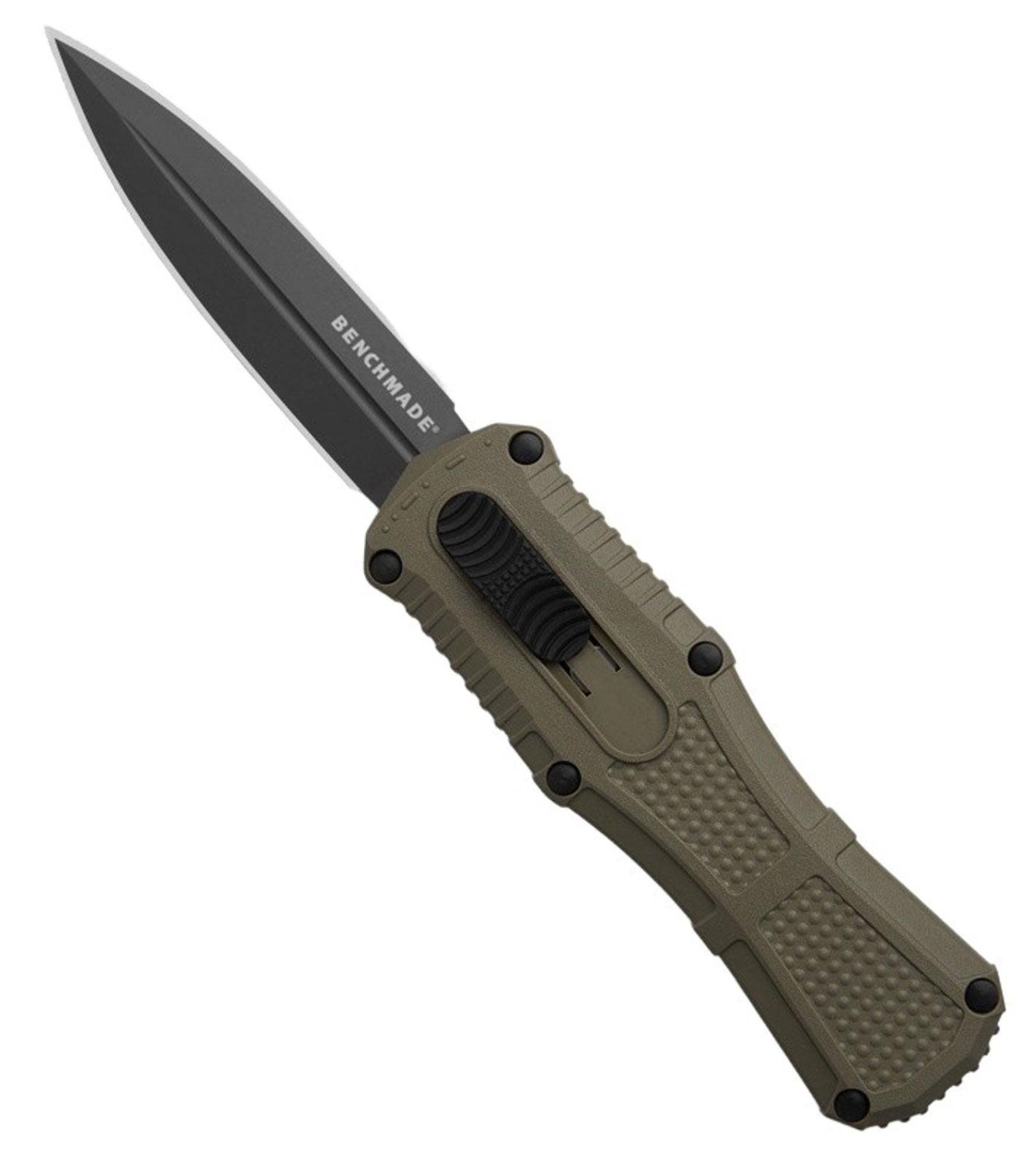 Benchmade 3375GY1 Mini Claymore OTF Knife 3.02 Inch CPMD2 Smoke Gray PVD Double Edge Dagger Blade, Ranger Green Handle | 10006098