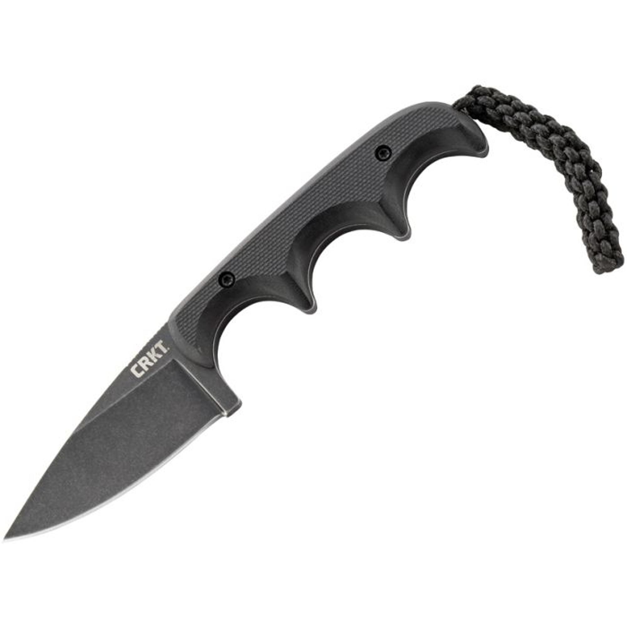 CRKT 2384K Folts Minimalist Neck Knife, Black 5Cr15MoV Steel Drop Point Blade, Black G10 Handle | 10000372