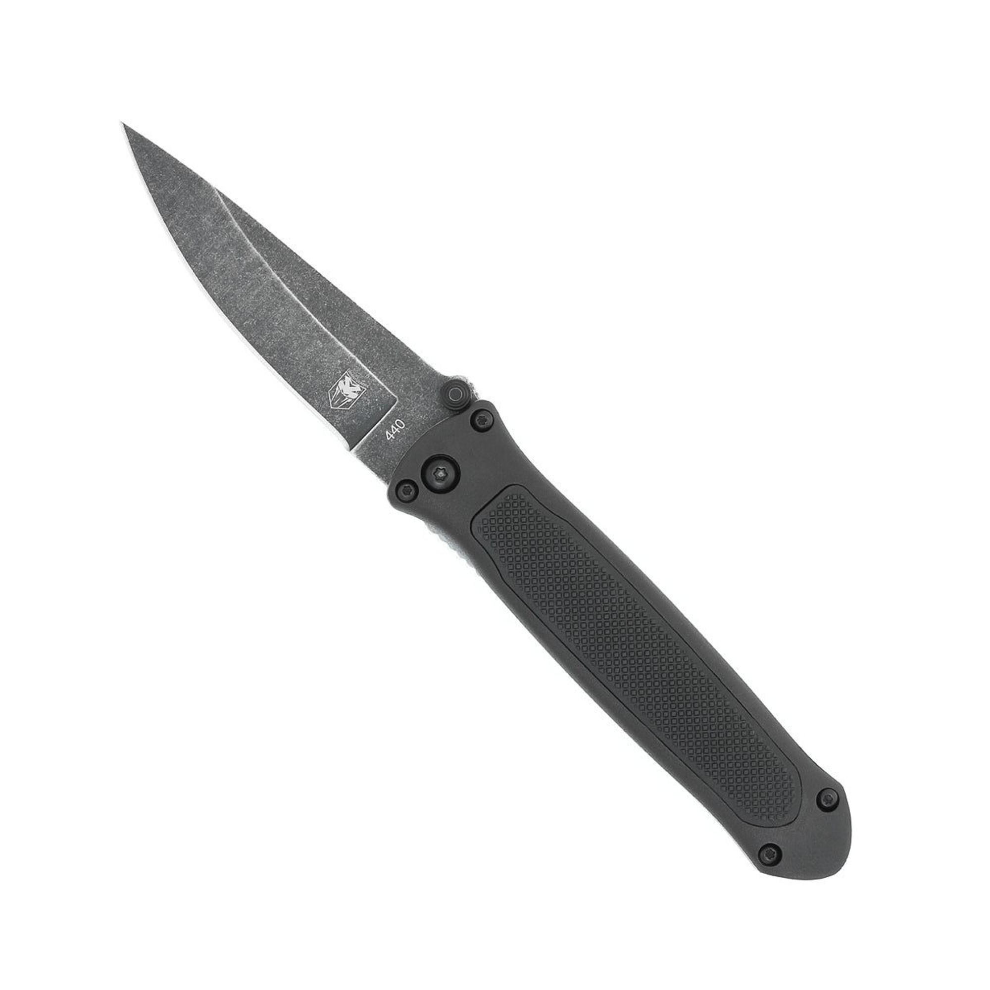 Cobratec Knives Quick Strike Hidden Release, Stonewash 440 Steel Blade, G10/Knurled Rubberized Grip | 10007696