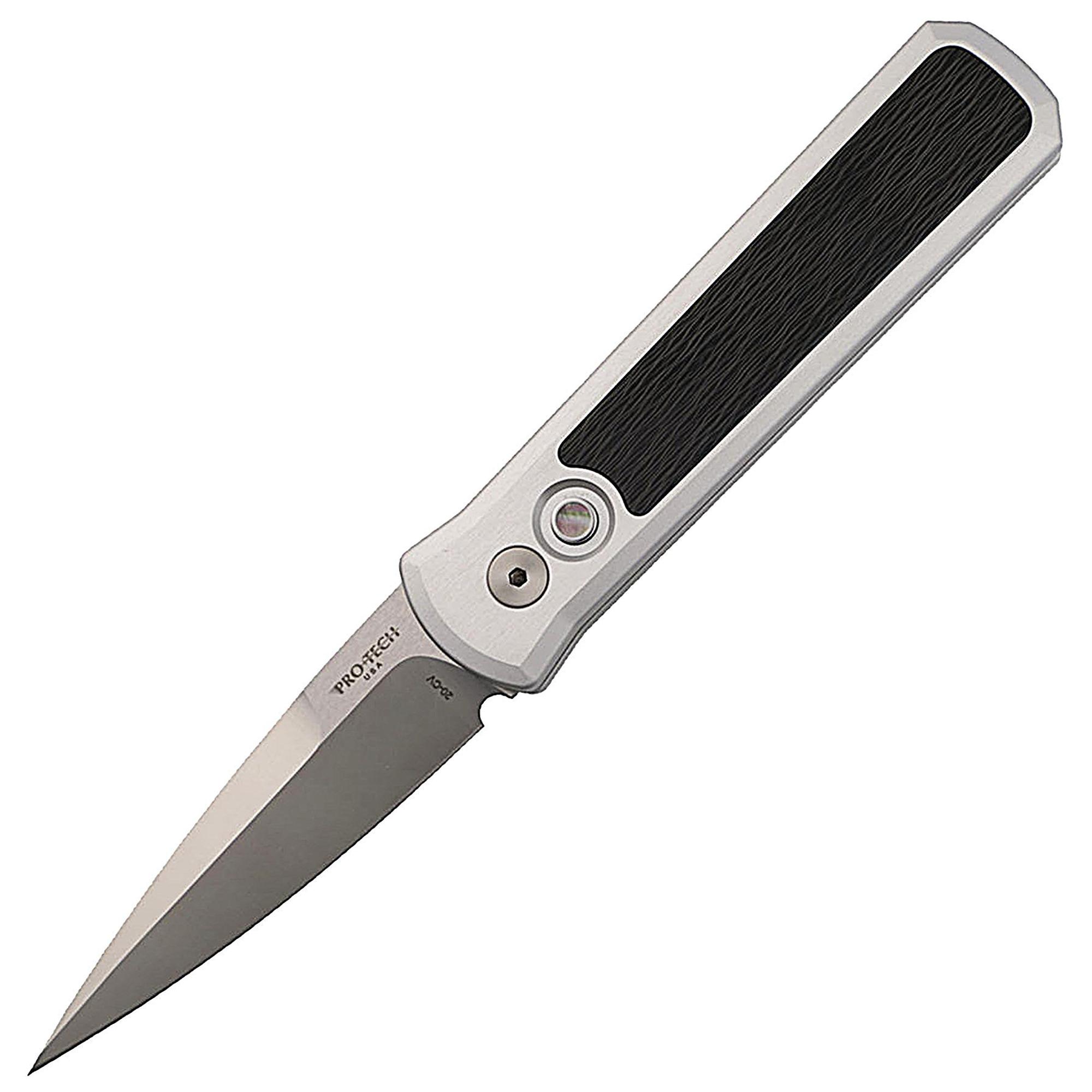 ProTech Godson Automatic Knife Silver Al  Crosscut Carbon Fiber | MGE WHOLESALE INC. | 10047043