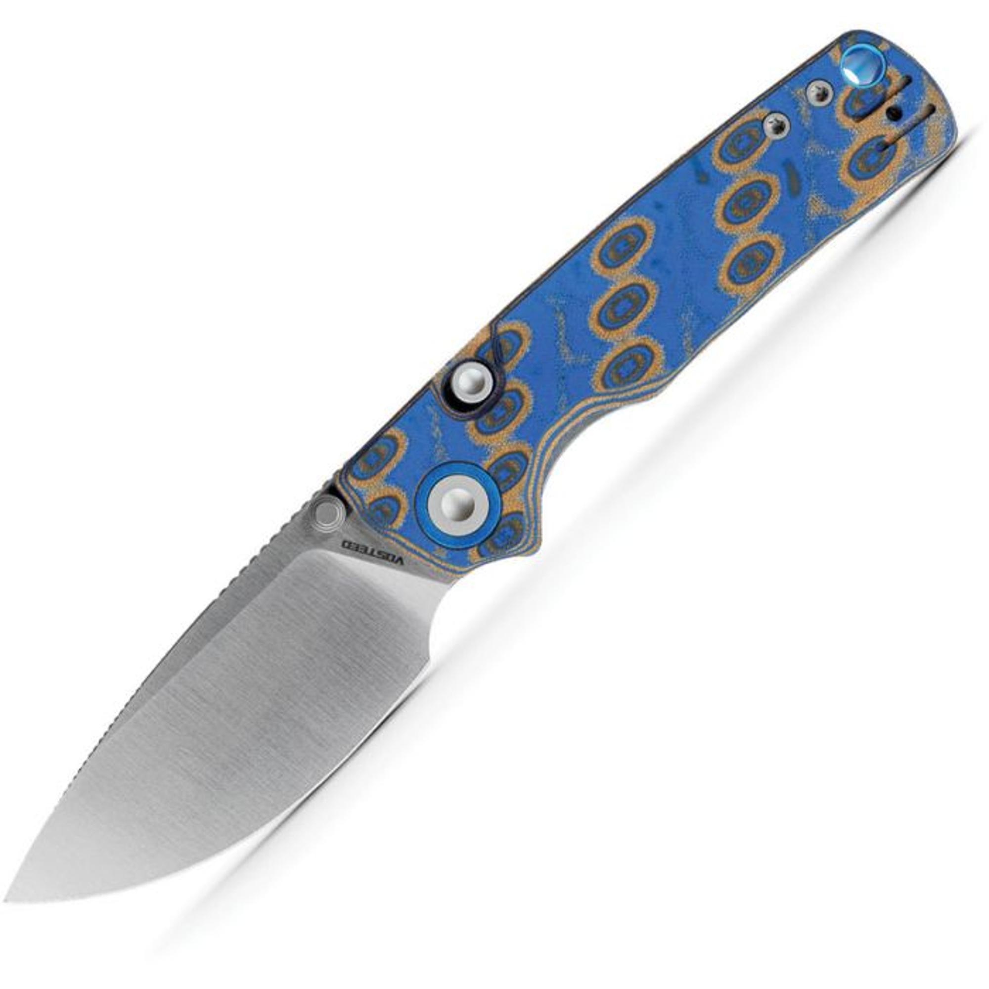 Vosteed Knives Porcupine  Blue Ocean Top Liner Lock 2.99 Inch 14C28N Blade  Micarta Handle | 10047061