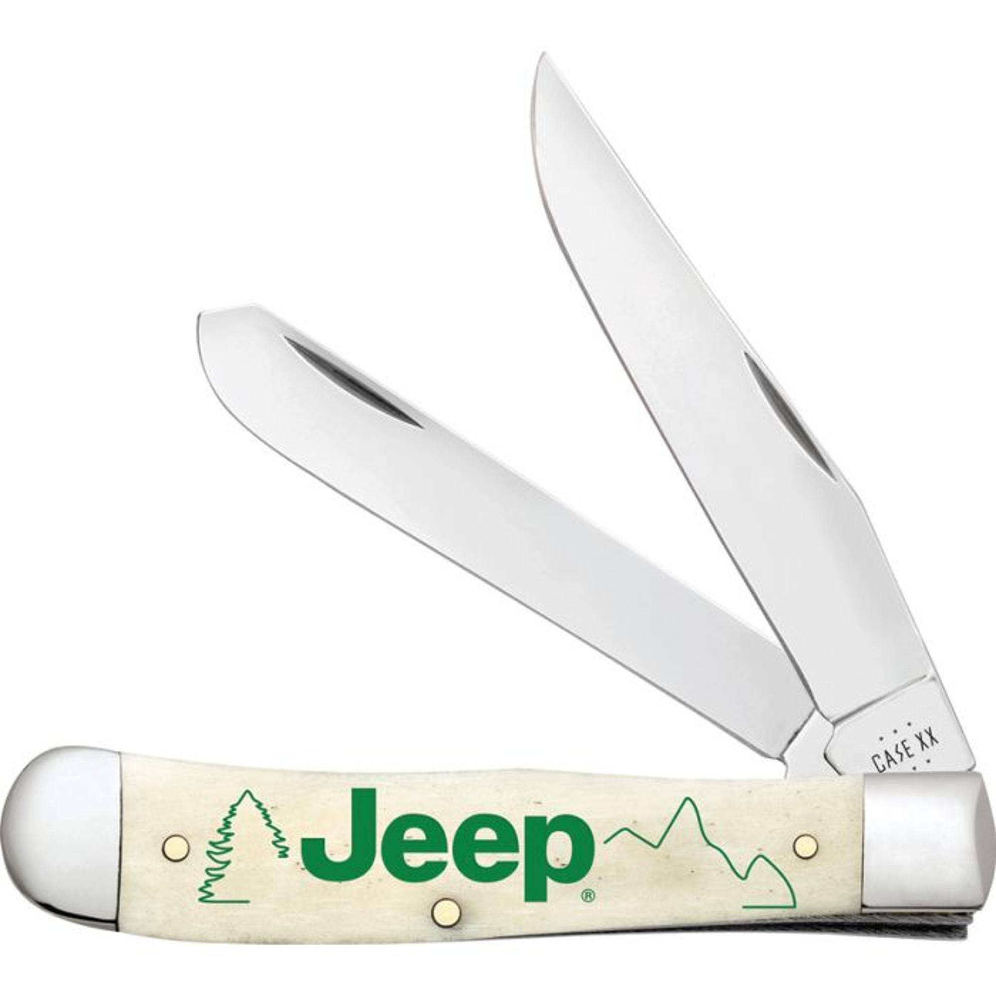 Case Cutlery Jeep Embellished Smooth Natural Bone Trapper | 10006752