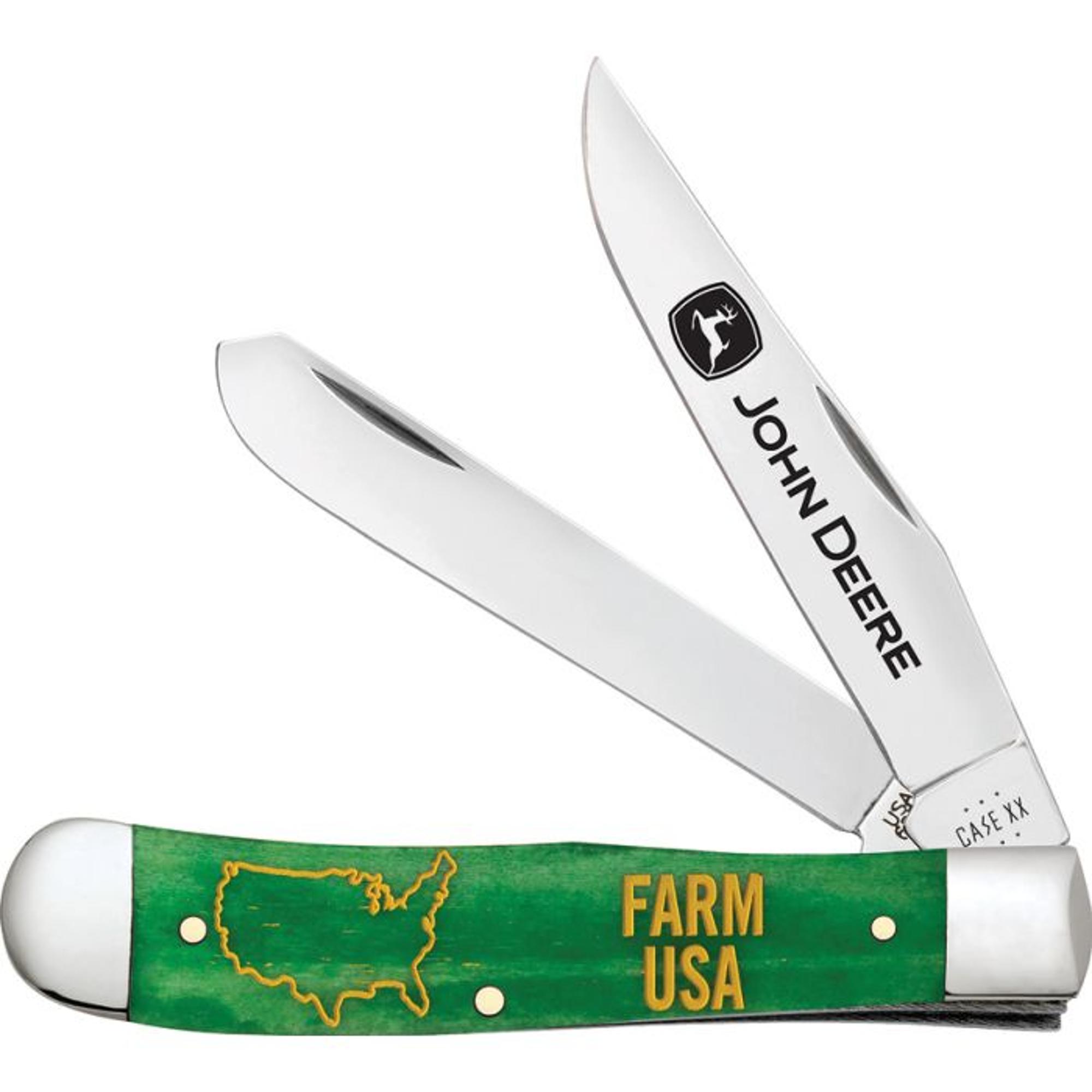 Case Cutlery John Deere Embellished Smooth Bright Green Bone Trapper | 10006704