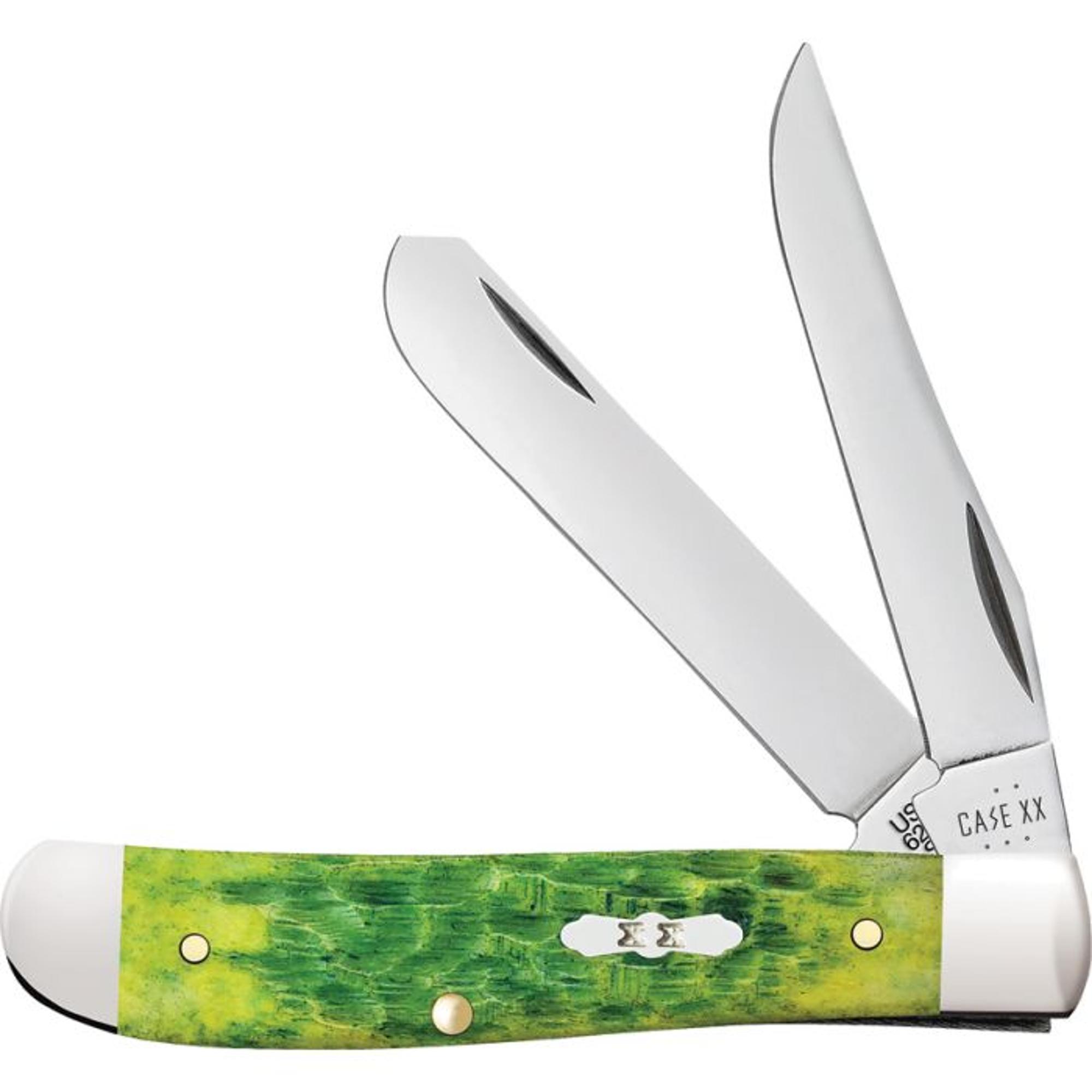Case Cutlery Peach Seed Jig Green Apple Bone Mini Trapper | 10006772