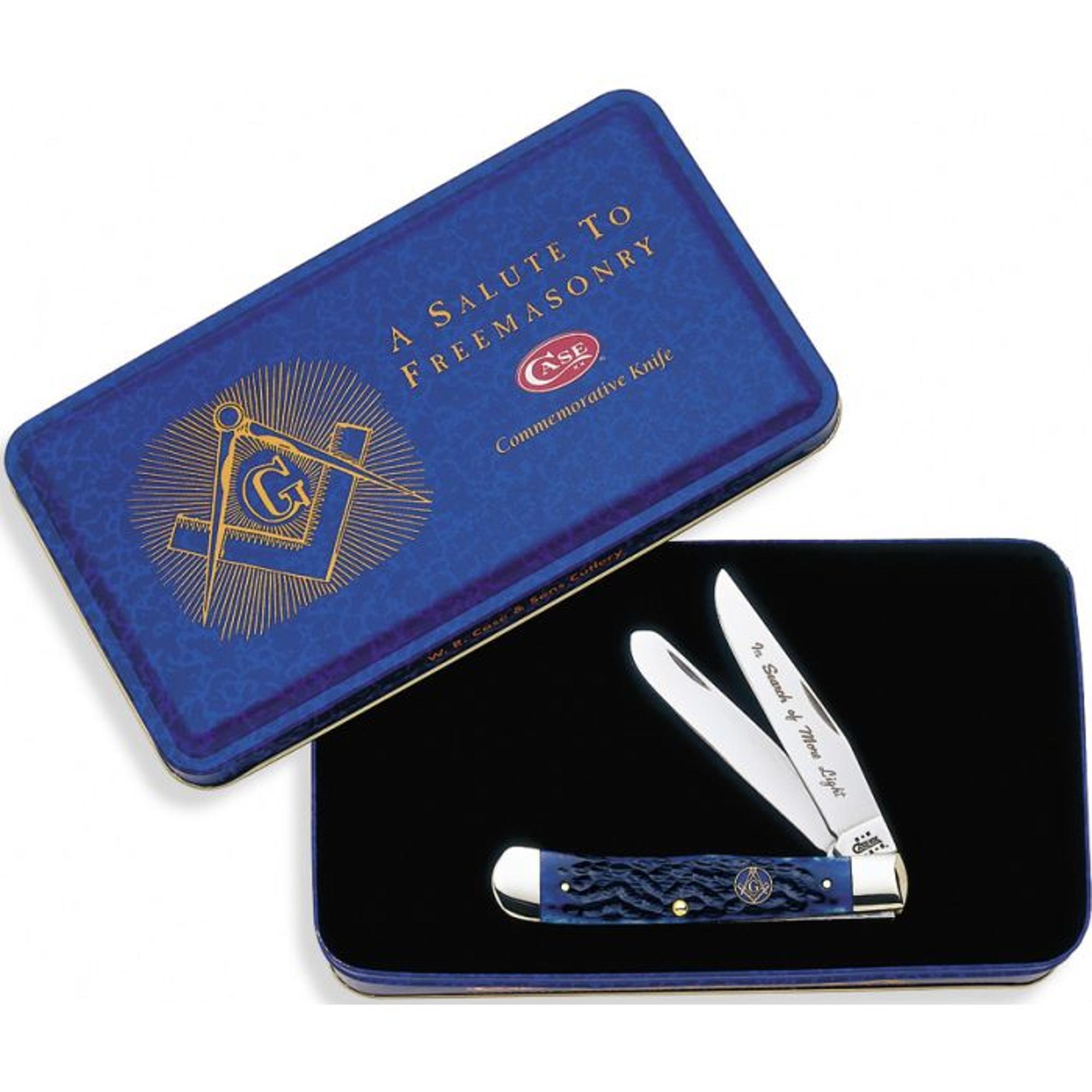 Case Cutlery Masonic Gift Tin Standard Jig Blue Bone Trapper | 10006676