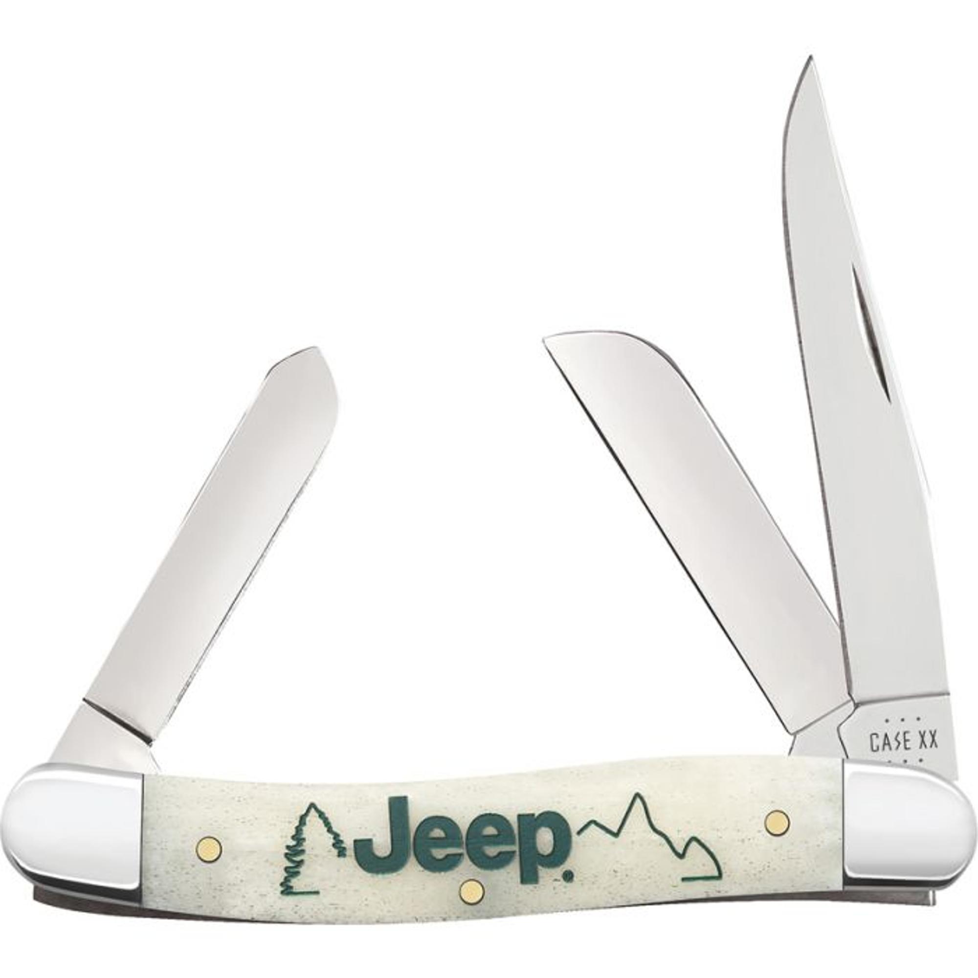 Case Cutlery Jeep Embellished Smooth Natural Bone Medium Stockman | 10006754