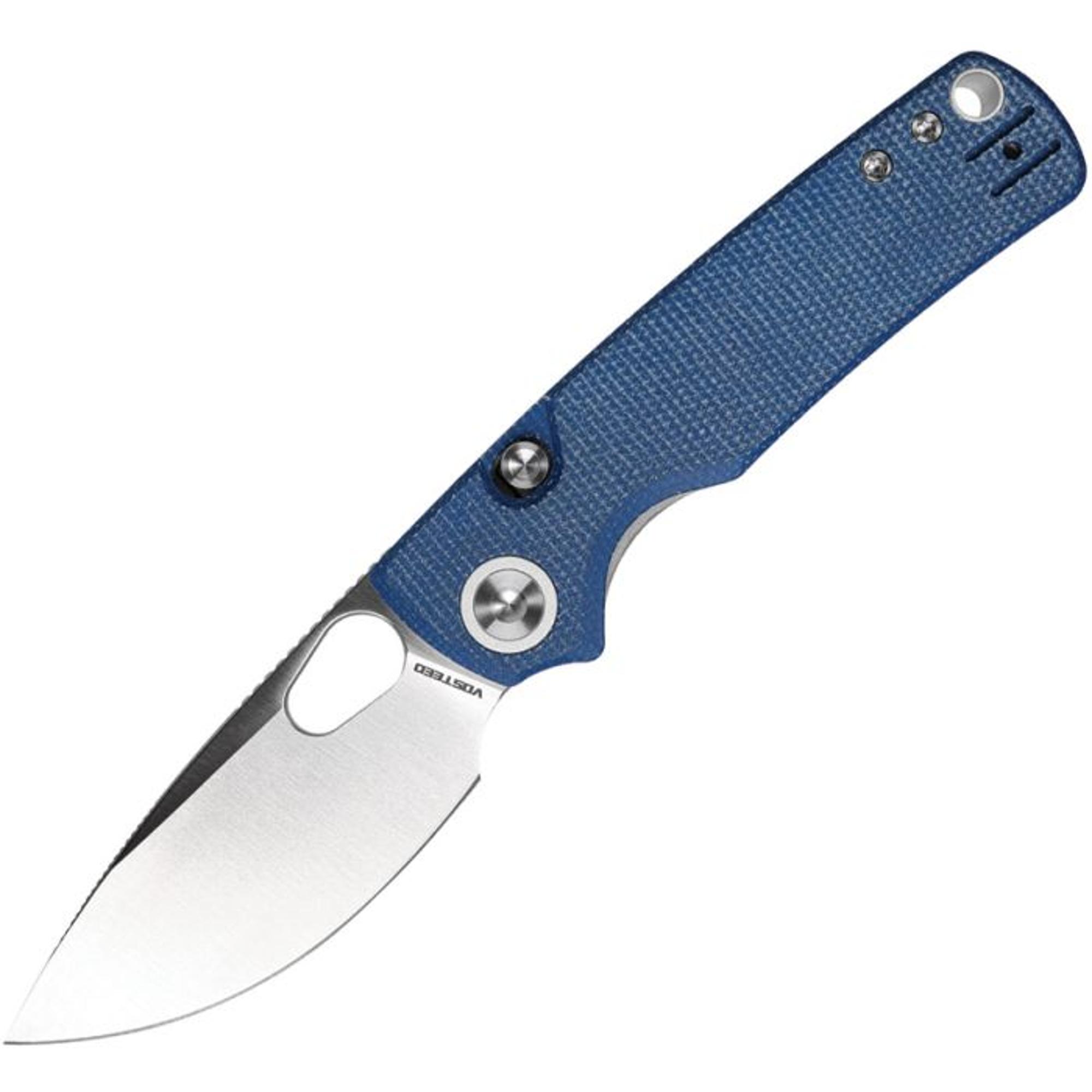 Vosteed A2605 Porcupine  Top Liner Lock 2.99 Inch 14C28N Blade  Blue Micarta Handle | 10045719