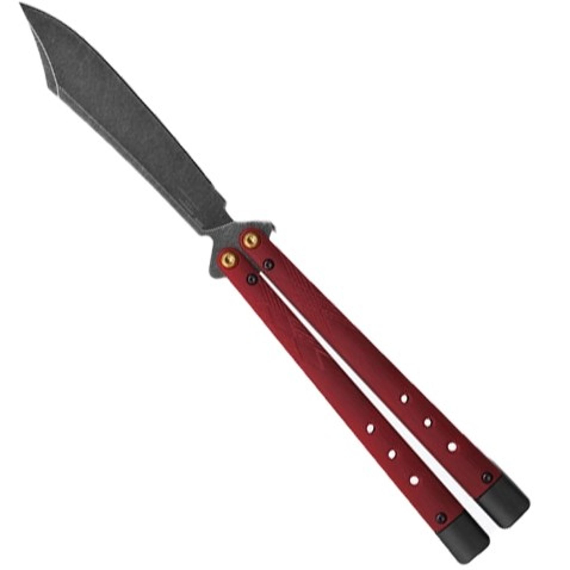 Benchmade Necron BaliSong Butterfly Knife Ruby Red G10 4.6 Inch Black DLC Coated Blade | 10006202