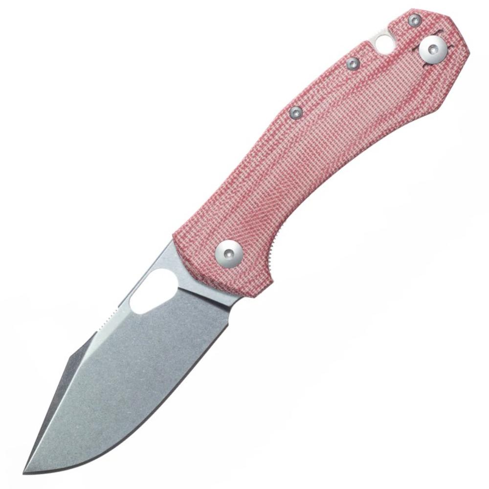 Giant Mouse ACE ATELIER - Red Canvas, 2.875 Inch Stonewashed Elmax Steel Blade, Red Canvas Micarta Handle  | GIANT MOUSE | 10001188