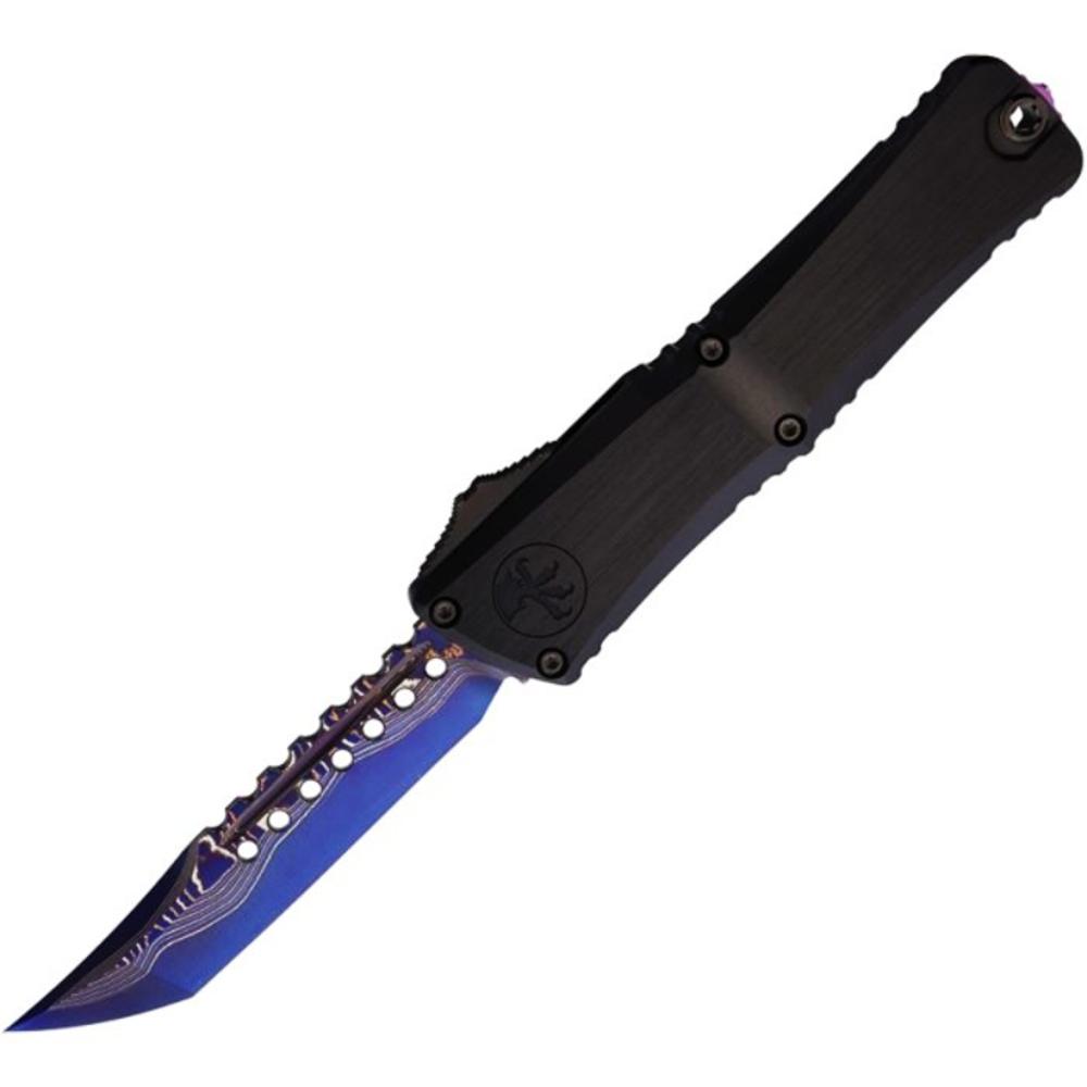 MICROTECH COMBAT TROODON LT  HELLHOUND BLUED BAKER FORGE COPPERMAI DAMASCUS HEFTED ALLOY DLC HARD CUT HARDWARE  PURPLE TITANIUM ACCENT | 10047264